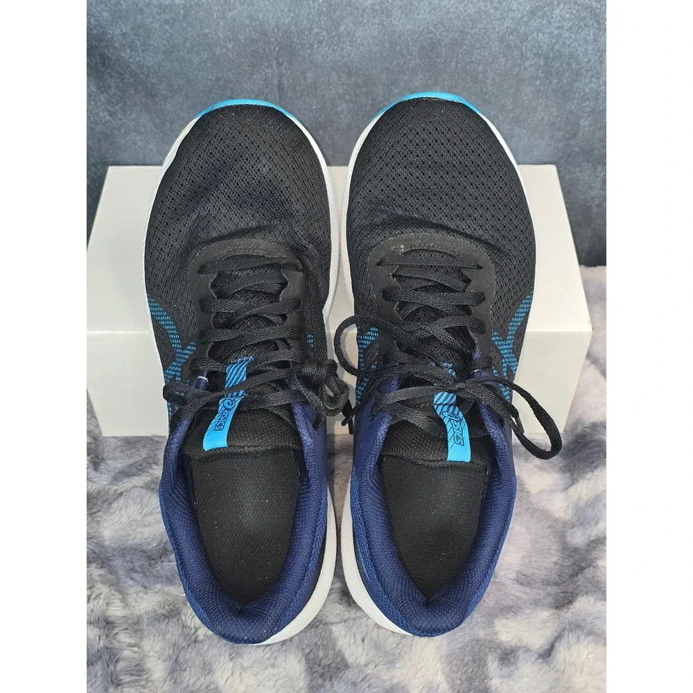 Asics Patriot‎ 13 Running Shoes Black Deep Ocean Blue Mesh Sneakers Mens 9
